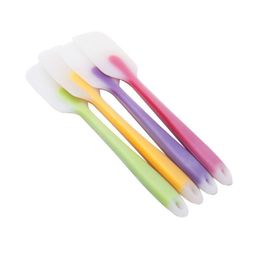 Gadget para hornear, accesorios de cocina de silicona, espátula suave sin costuras, raspador de crema y mantequilla, cepillo para hornear, 6 colores, 12 LL