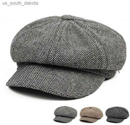 Baker Boy Cap Mode Gatsby Hoed Mannen Tweed Baret Winter Verstelbare Warm Krantenjongenspet Hoeden Mannelijke Achthoekige Caps vader Hoed Hombre L230523