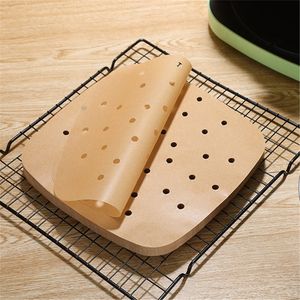 Bakvormen lucht friteuse perkament papier liners voor oven bakken stomende mand bamboe streamer cake pannen 8.5 inch vierkant KDJK2202