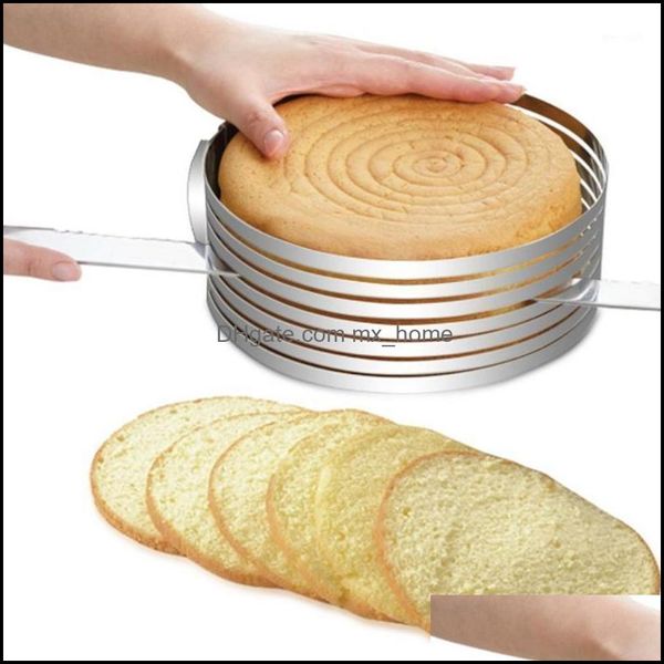 Ustensiles de cuisson cuisine, bar à manger maison jardin en acier inoxydable réglable rond coupe-gâteau trancheuse anneau moule bricolage outils de cuisson cuisine Aesso