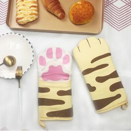 Ustensiles de cuisson mitaines de four coton Durable moderne mignon chaton et pattes de chat motif cuisson et micro-ondes gants résistants à la chaleur