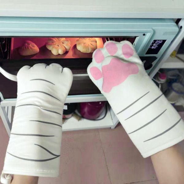 Ustensiles de cuisson mitaines de four en coton Durable chatons mignons modernes et motif de pattes de chat gants de cuisson et micro-ondes résistants à la chaleur