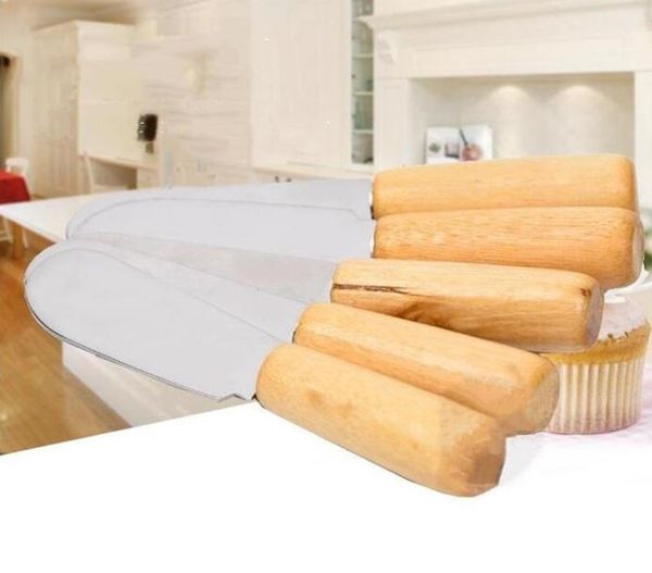 Ustensiles de cuisson Portable manche en bois pelle à beurre petit déjeuner outil 10cm couteau fromage dessert sauce spatule acier inoxydable
