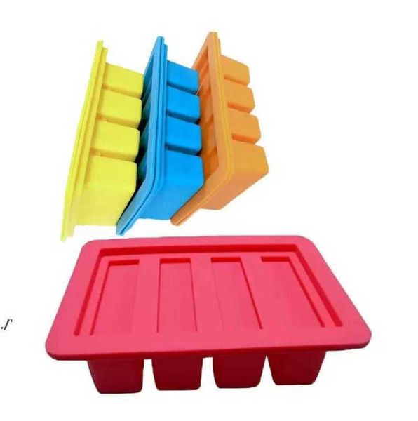 Ustensiles de cuisson Moule à gâteau en silicone Outils de cuisson Antiadhésif Résistant à la chaleur Quatre grilles mélangent la couleur et facile à nettoyer Petit moule à beurre cuisson 300pcs DAP514