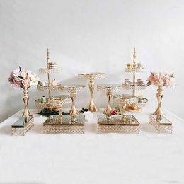 Ustensiles de cuisson 1-15 pièces cristal gâteau support ensemble métal miroir Cupcake décorations Dessert piédestal fête de mariage présentoir