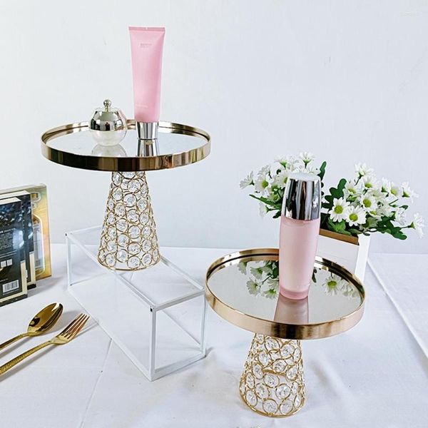 Ustensiles de cuisson 1-3 pièces/lot support de gâteau en métal de mariage avec plaque de cristal de lustre pour Table à Dessert or événement décor à la maison