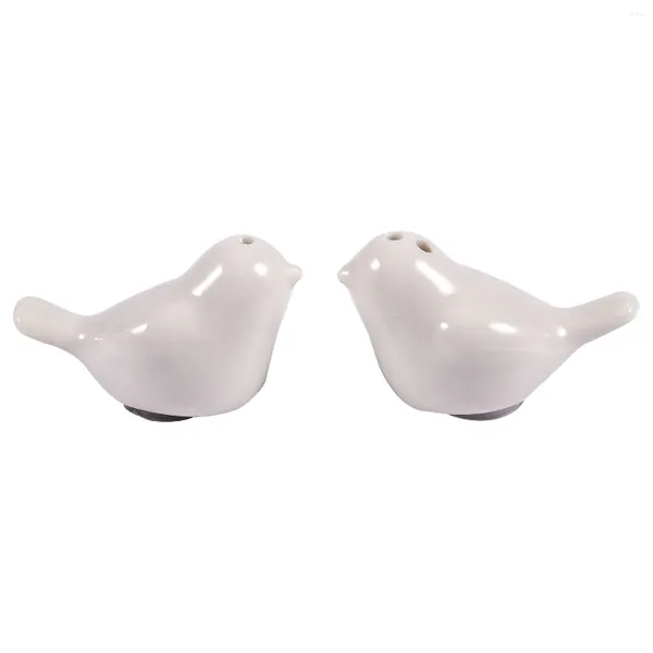 Ustensiles de cuisson 1 ensemble de salières et poivrières en céramique Love Birds cadeaux de mariage personnalisés - blanc