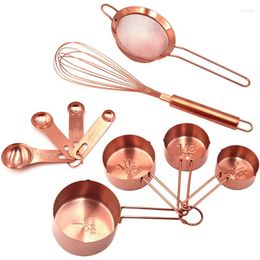 Outils de cuisson 10 pièces ensemble de cuisson or cuisine et ustensile en acier inoxydable Rose tasses à mesurer cuillères ensembles