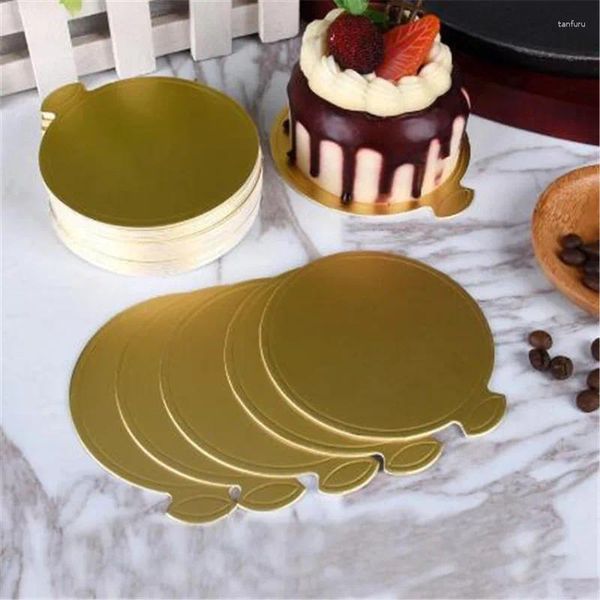 Outils de cuisson 100 pièces 8/9cm planches à gâteaux Rondes Goud Papier Cupcake Dessert affiche plateau carte conseil joint tampon dur