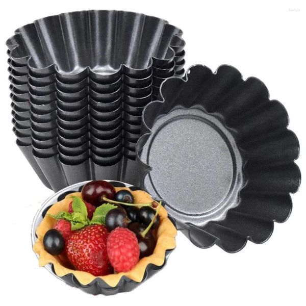 Herramientas para horneados 14 paquetes de huevo molde tazas para hornear de muffin de muffin de flores antiadherentes Resiopcake moldes de acero carbono Tartes de tartet