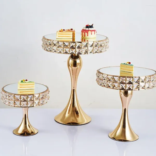Outils de cuisson 1 pièces support de gâteau en Faux cristal supports en métal rond présentoir de dessert Cupcake fête de mariage anniversaire