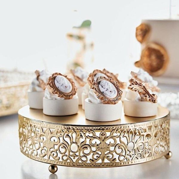 Ustensiles de cuisson 1 pièces dentelle ronde or métal gâteau de mariage support Dessert affichage pour les cérémonies décorations de fête