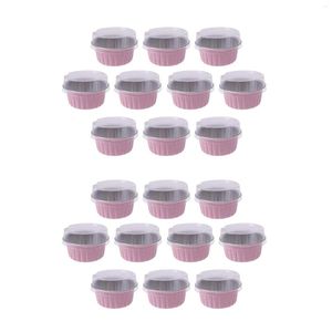 Bakvormen Gereedschap 200 Stuks 5Oz 125Ml Wegwerp Cake Baking Cups Muffin Liners Met Deksels Aluminiumfolie Cupcake Cups-roze