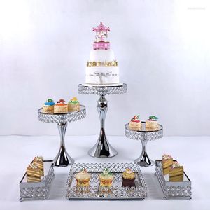 Bakware tools 2022 cake stand trouwplaten set metaal ronde feestdessert kristallen cupcake decoreren benodigdheden