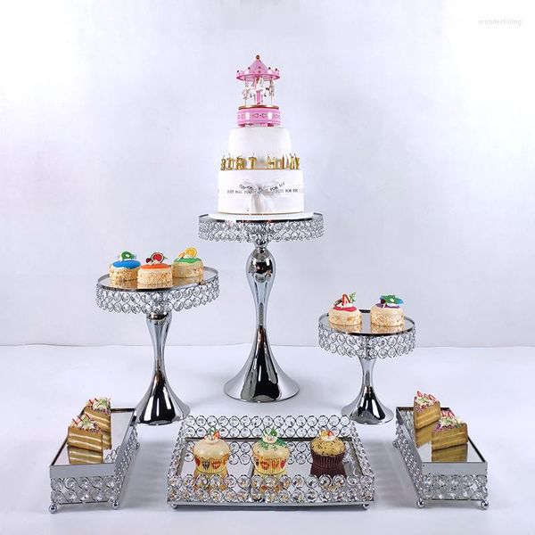 Ustensiles de cuisson outils 2022 support à gâteau assiettes de mariage ensemble métal rond fête Dessert cristaux Cupcake décoration fournitures