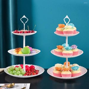 Outils de cuisson 2 pièces 3 niveaux en plastique Cupcake Stand plateau de service à plusieurs niveaux Dessert Cupcakes Desserts tour d'affichage