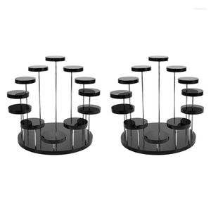 Ustensiles de cuisson 2X Cupcake Stand Acrylique Affichage Pour Bijoux/Gâteau Dessert Rack De Mariage Fête D'anniversaire Décoration Noir