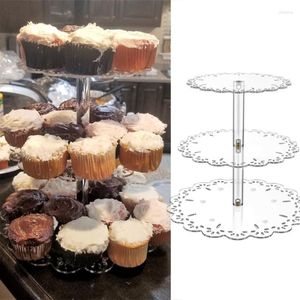 Ustensiles de cuisson 3 niveaux rond Cupcake Stand support de gâteau en acrylique transparent Dessert pâtisserie tour mariage fête d'anniversaire Bar décor à la maison