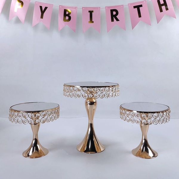 Utensilios para hornear, 3 uds., juego de soporte de pastel de Metal dorado y plateado, exhibición de boda, cumpleaños, fiesta, postre, placa electrochapada para cupcakes