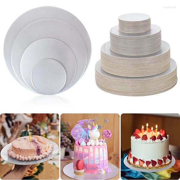 Outils de cuisson, Base de planche à gâteau ronde de 4 à 10 pouces, assiette jetable en papier, plateau à Dessert pour cupcakes, décoration de fête d'anniversaire et de mariage