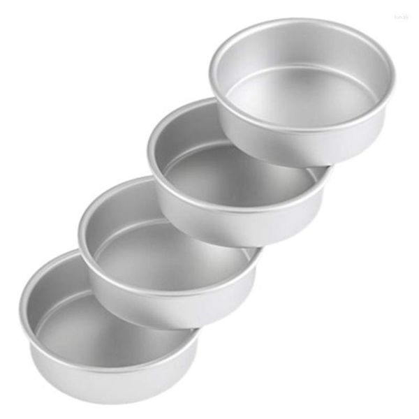 Herramientas para hornear Juego de moldes para pasteles pequeños de 4 pulgadas, moldes redondos para hornear, latas para Mini Pizza Quiche, no tóxico y saludable