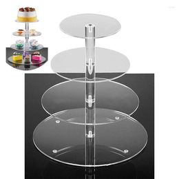 Bakvormen Gereedschap 4-laags Circulair Acryl Taartrek Bruiloft Festival Papieren Beker Fruit Plaatsing Schijfhouder DIY Bakbenodigdheden Tool