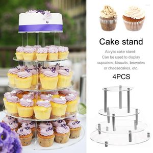 Outils de mise en couverture 4PCS / Set Dossert Afficher support de gâteau acrylique transparent Stand Cupcake Party Decor Storage