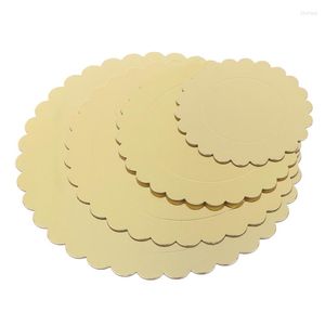 Ustensiles de cuisson 5 pièces plateau à gâteau rond jetable Dessert plateau or Base carton Rose Mousse tampon papier épaissi