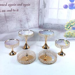 Outils de cuisson 6pcs miroir d'or rond en métal gâteau de mariage stand ensemble fête d'anniversaire dessert cupcake piédestal plaque d'affichage décor à la maison
