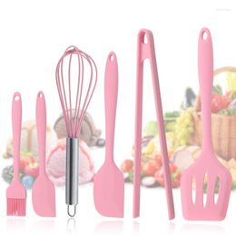 Ustensiles de cuisson 6 pièces/ensemble Silicone de qualité alimentaire cuisson rose ustensiles de cuisine ensemble ustensiles de cuisine durables respectueux de l'environnement