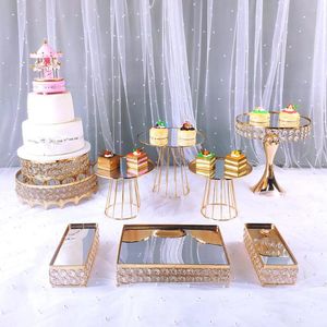 Ensemble de supports à gâteaux dorés, outils de cuisson, plateau à cupcakes, décoration de la maison, décoration de Table à dessert, exposition de fête de mariage, 9 pièces