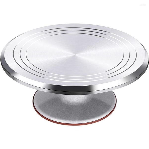 Herramientas para hornear, plato giratorio para pasteles de aleación de aluminio, estante de 12 pulgadas (aproximadamente 30,5 Cm) con decoraciones de Base de silicona antideslizante