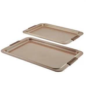 Outils de mise en couverture Anolon Advanced Advanced Cookie Flotte Panie Set Bronze 2 pièces avec poignées en silicone