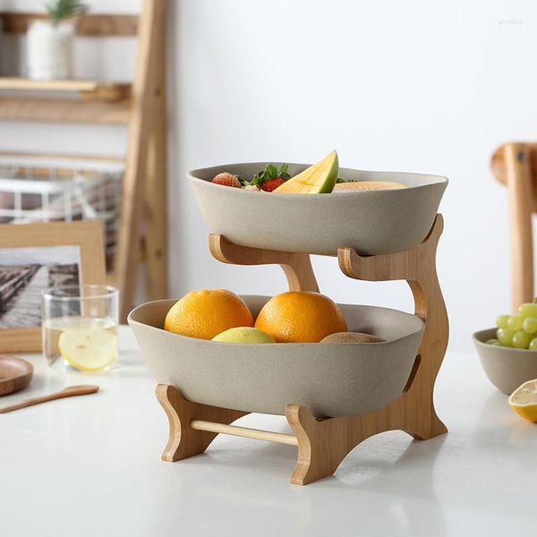 Outils de cuisson plaque en céramique créatif moderne salon maison Table basse mettre panier de fruits chinois avancé multicouche.