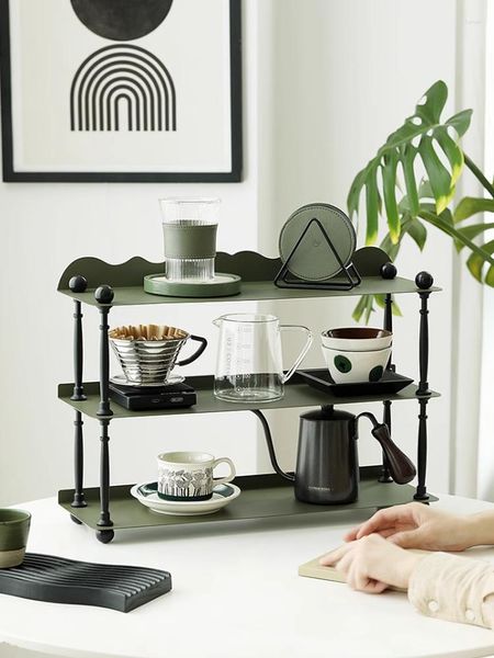 Outils de cuisson, supports de rangement vert foncé, organisateurs de Table en métal, porte-gobelets, décorations pour la maison, cuisine, salle de bains, fournisseurs 3 couches