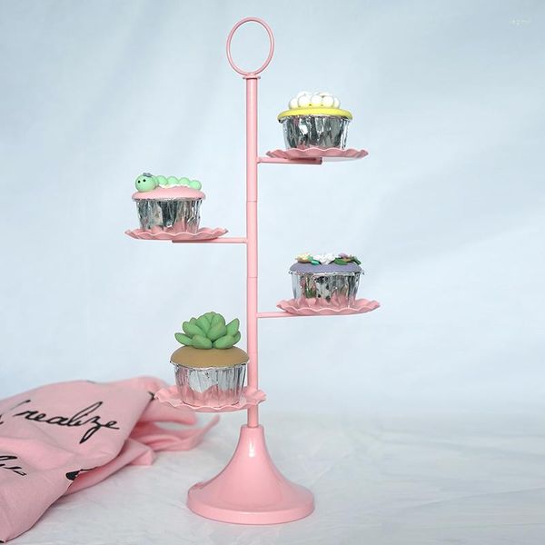 Outils de cuisson support de gâteau en métal européen accessoires de mariage cadre de Dessert rose plaque d'affichage de cupcake