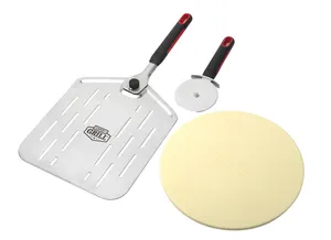 Outils de cuisson à pâtisserie Grill Pizza Pizza Stone avec Peel et Cutter 3 pièces