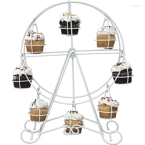 Outils de cuisson Grande roue Cupcake Stand 8 tasses Spinning Display Cupcakes Holder Décoration de fête de mariage pour servir des friandises de pâtisserie