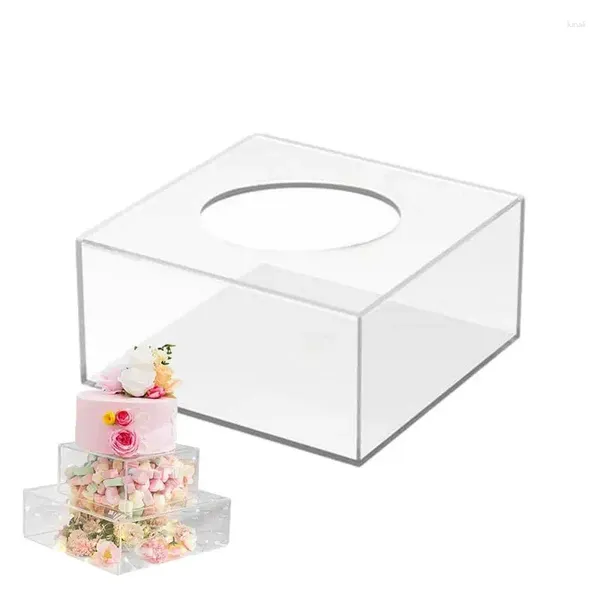 Herramientas para hornear, soporte para pastel rellenable, caja transparente cuadrada acrílica, Base de tablero recargable DIY para fiestas