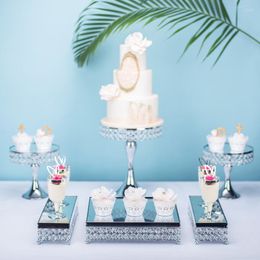 Outils de cuisson or argent 6 pièces galvanoplastie gâteau support ensemble affichage mariage fête d'anniversaire Dessert Cupcake plaque support
