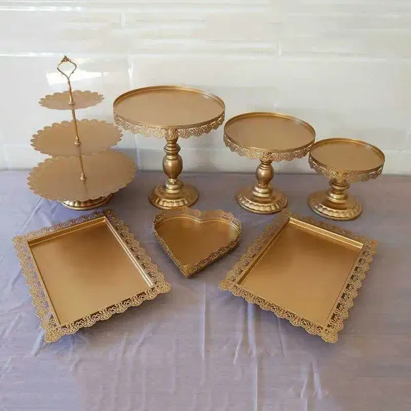 Herramientas para hornear, juego de soporte para pastel Grand Baker de Metal blanco dorado, Kit de exhibición de Fondant para boda, accesorio para fiesta