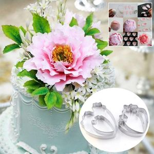 Ustensiles de cuisson H55A 7 pièces Rose pétale Cutter et 4 herbacées pivoine métal boule Fondant gâteau décoration sucre artisanat gomme pâte