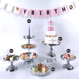 Bakware gereedschap hoogwaardige 2022 caketandset zilveren kristallen metalen cupcake decoraties dessert voetstuk feestveergoot