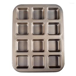 Utensilios para hornear LBER 12 tazas cuadradas Mini pan hamburguesa Muffin Cupcake molde para el hogar antiadherente bandeja para hornear horno bandejas herramienta de pastelería