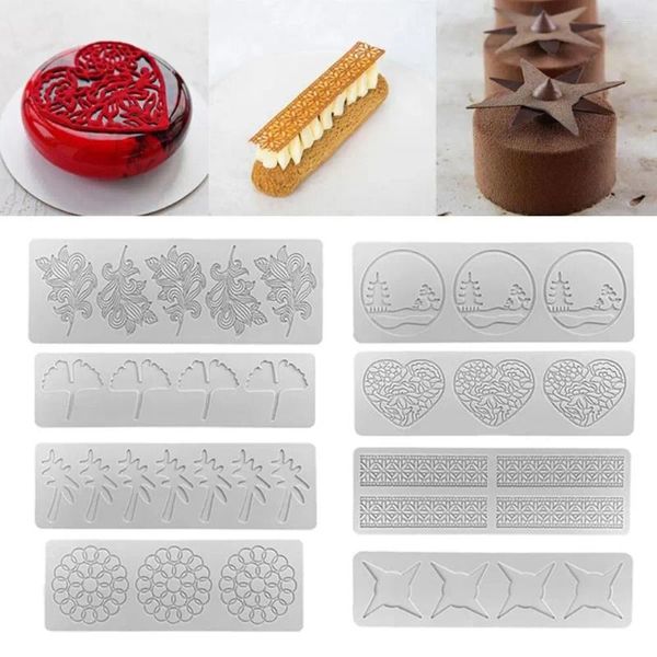 Herramientas de horneado Hojas de silicona Cake Lace Molde Mat de la hoja Desecoración del borde Decoración del borde de la cocina Horneado