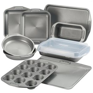 Outils de cuisson de cuisson à cartes antiadhésifs - 10 pièces avec pain à pain à biscuits gâteau à la boulangerie et gris cupcake à muffins