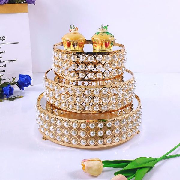 Outils de cuisson Autres 1pc Gold Mirror Metal Cake Stand Round Cupcake Mariage Fête d'anniversaire Dessert Piédestal Plaque d'affichage Décor à la maison