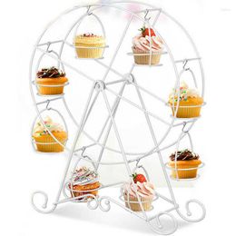 Bakvormen Gereedschap Roterend Reuzenrad Cupcake Stand Roestvrij Staal 8 Kopjes Dessert Carrier Display Houder Voor Restaurants Themafeest