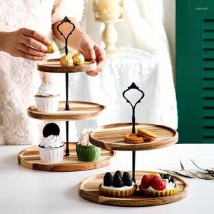 Bakware gereedschappen rond 2/3 tier houten cake stand originele cupcake serveerlade geschikt voor bruiloftsfeestcafé 2023