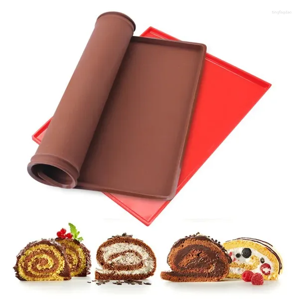 Outils de cuisson, tapis de cuisson en Silicone, moule à gâteau, tampon multifonction, antiadhésif, revêtement de four à pâtisserie, support en rouleau suisse